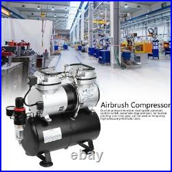 1/4HP Air Compressor Pump Dual Airbrush Kit Cylinder Spray Paint Tattoo 3.5L USA