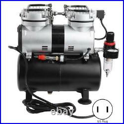 1/4HP Dual Cylinder Air Brush Kit Air Compressor Pump Craft Cake Hobby Paint USA