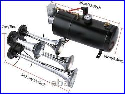 150dB Dual Trumpet Air Horn Compressor Kit For Truck RV Car Boat 12V Super-loud