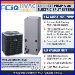 2 Ton 15.2 SEER2 ACiQ Ducted Central Air AC Heat Pump Split System Basic Kit