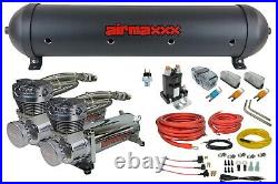 5 gallon black spun aluminum air tank 480 chrome air compressors & wiring kit