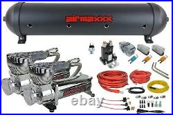 5 gallon black spun aluminum air tank 580 chrome air compressors & wiring kit