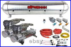 5 gallon raw aluminum spun air tank 480 chrome air compressors & wiring kit