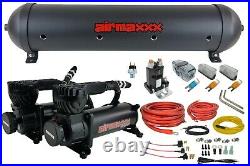 5 gallon spun aluminum air tank black 580 dual air compressors & wiring kit