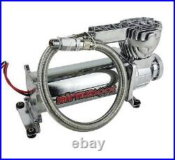 5 gallon spun aluminum air tank brushed 580 chrome air compressors & wiring kit