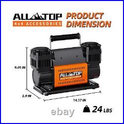 ALL-TOP Air Compressor Kit, Dual Cylinder 12V Portable Inflator 12.35 ft³/M