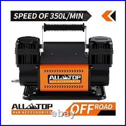 ALL-TOP Air Compressor Kit, Dual Cylinder 12V Portable Inflator 12.35 ft³/M