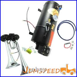 Air Compressor Complete System 120 PSI &Train Horn Kit Loud Dual 2 Trumpet