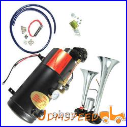 Air Compressor Complete System 120 PSI &Train Horn Kit Loud Dual 2 Trumpet