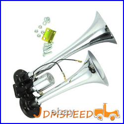 Air Compressor Complete System 120 PSI &Train Horn Kit Loud Dual 2 Trumpet
