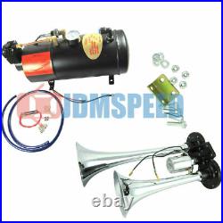 Air Compressor Complete System 150 PSI +Train Horn Kit Loud Dual 2 Trumpet