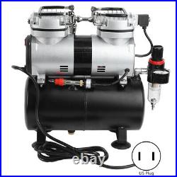 Air Compressor Pump Airbrush Dual Cylinder Spray Kit for Painting