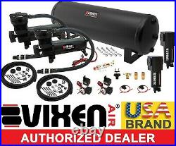 Air Suspension Kit/System for Truck/Car Bag/Ride/Lift, Dual Compressor, 4G Tank