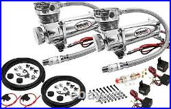 Air Suspension Kit/System for Truck/Car Bag/Ride/Lift Dual Compressor, 6G Tank