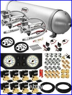 Air Suspension Kit for Truck/Car Bag/Ride, Dual Compressor, 5G Aluminum Tank