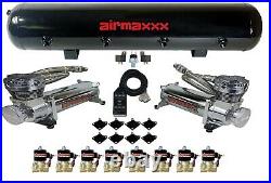 AirMaxxx Chrome 480 Air Compressors 1/2 Valves Air Ride Black 7 Switch Tank