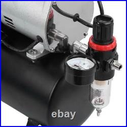Airbrush Compressor Kit 1/4HP Dual Cylinder Spray Set Tattoo Nail Art 110V