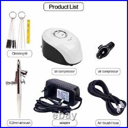 Airbrush Kit Dual Action 0.2mm Nozzle 2cc Compressor With Paint Spray Nail Art