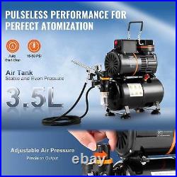 Airbrush Kit, Dual Fan Air Tank Compressor System Kit with 3.5L Air Storage Tank