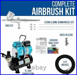 Airbrush Kit Multi-purpose Gravity Feed Dual-action Powerful Air Compressor