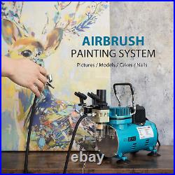 Airbrush Kit with 1/5 HP Professional Air Compressor and 3 Dual Action Airbrush