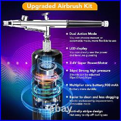 Airbrush Kit with Compressor 36PSI LCD Screen Dual-action Mode Upgraded Cordless