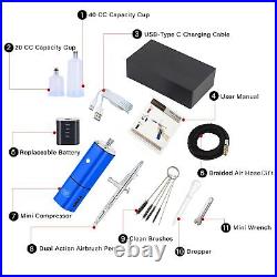 Airbrush Kit with Compressor Cordless Dual Action Airbrush Set Rechargeable D