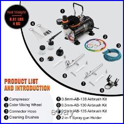 Airbrush Kit with Compressor Dual-action Airbrush Art Nail Cookie Tattoo Tool