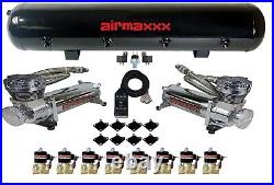 Airmaxxx Chrome 480 Air Compressors 1/2 Valves Air Ride Black 7 Switch Tank