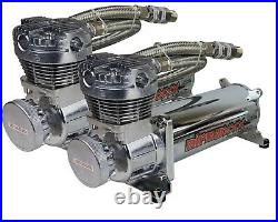 Airmaxxx Chrome 480 Air Compressors 1/2 Valves Air Ride Black 7 Switch Tank