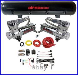 Airmaxxx Chrome 580 Dual Air Compressors Wire Kit Steel 5 Gallon 9 Port Air Tank