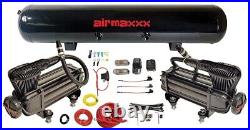 Airmaxxx X-Series Dual Pack Air Compressors & Wire Kit with5 Gal 7 Port Steel Tank
