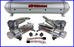 Airmaxxx chrome 480 dual air compressors & 5 gallon brushed aluminum air tank