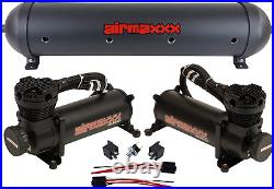 Airmaxxx dual 480 black air compressors & black 5 gallon aluminum air tank