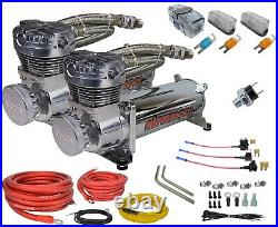 Airmaxxx dual chrome 480 air compressors & dual air compressor wiring kit