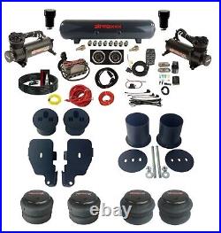Complete Air Ride Suspension Kit 3/8 Manifold Bags 480 Black For 1965-70 Impala