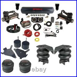 Complete Air Ride Suspension Kit 3/8 Manifold Bags 480 Black For 82-05 S10 2wd