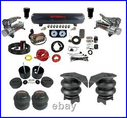 Complete Air Ride Suspension Kit 3/8 Manifold Bags 480 Chr For 88-98 GM 1500 2wd