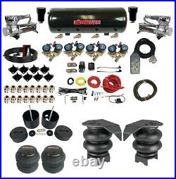 Complete FASTBAG 1/2 Chrome Air Ride Suspension Kit Bags For 88-98 Chevy C15 2wd