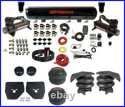 Complete FASTBAG 3/8 Air Ride Suspension Kit Bags Black Com For 1973-87 C10 2wd