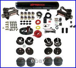 Complete FASTBAG 3/8 Air Ride Suspension Kit Bags Black Fits 1961-62 Cadillac