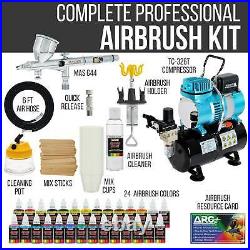 Complete Pro G44 MASTER Dual-Action AIRBRUSH w-AIR COMPRESSOR KIT and Paint