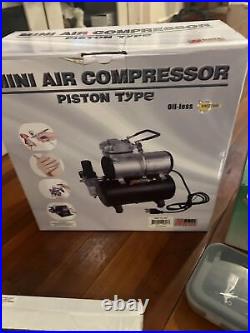 Complete Pro G44 MASTER Dual-Action AIRBRUSH w-AIR COMPRESSOR KIT and Paint New