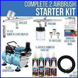 Cool Runner II Dual Fan Air Compressor Airbrushing System Kit with 2 Professi