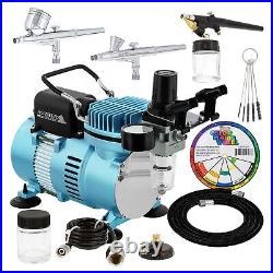 Cool Runner II Dual Fan Air Compressor Professional Airbrushing System Kit wi