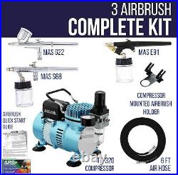 Cool Runner II Dual Fan Air Compressor Professional Airbrushing System Kit wi