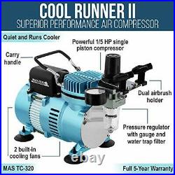 Cool Runner II Dual Fan Air Compressor Professional Airbrushing System Kit with