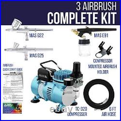 Cool Runner Ii Dual Fan Air Compressor Airbrushing System Kit With 3 Professiona