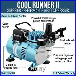 Cool Runner Ii Dual Fan Air Compressor Airbrushing System Kit With 3 Professiona