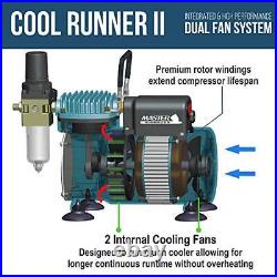 Cool Runner Ii Dual Fan Air Compressor Professional Airbrushing System Kit With